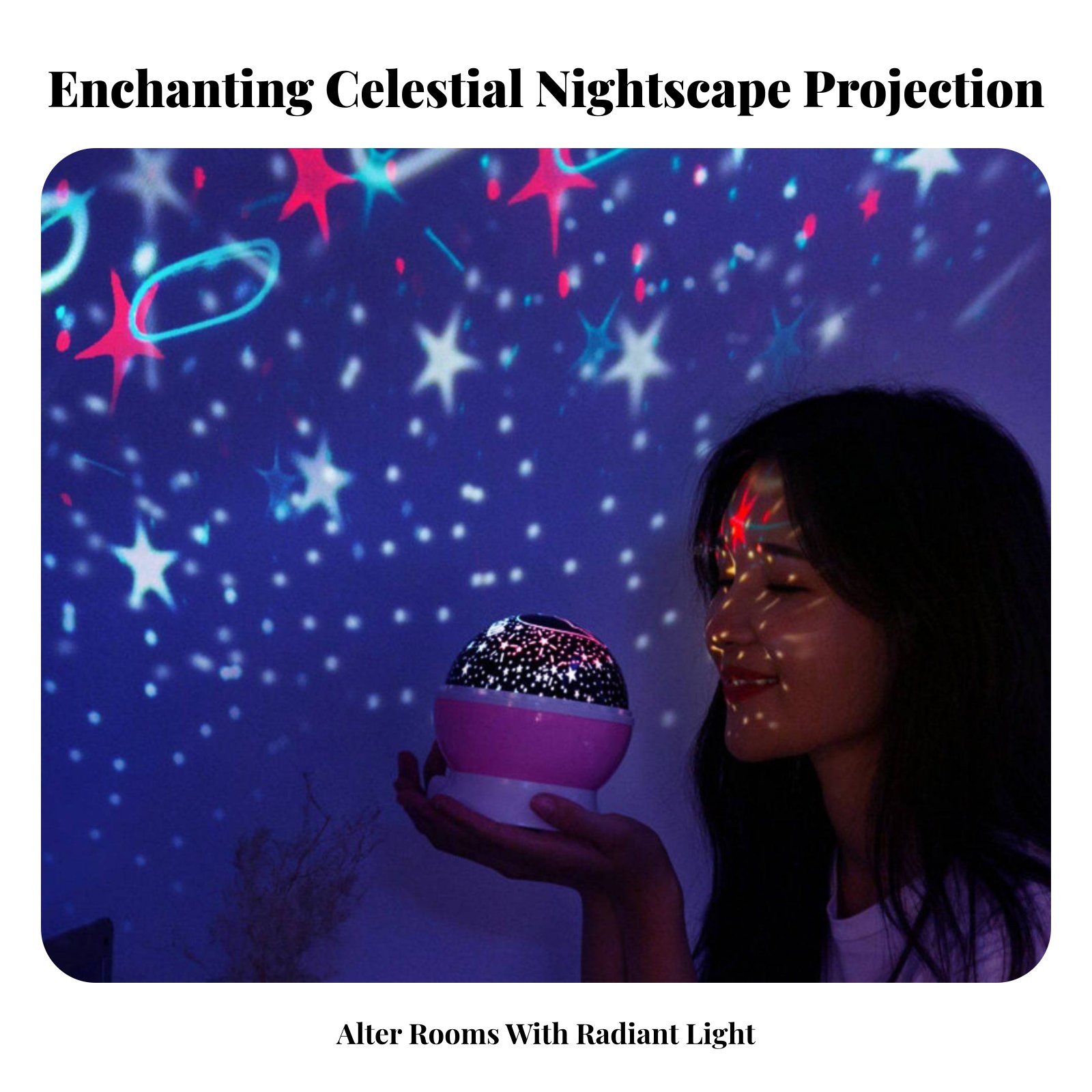 Lighting Decor For Bedroom - ギャラクシープロジェクションデバイス 天体夜景効果 ナイトライト カラフルな投影 女の子、子供向けのギフトの提案