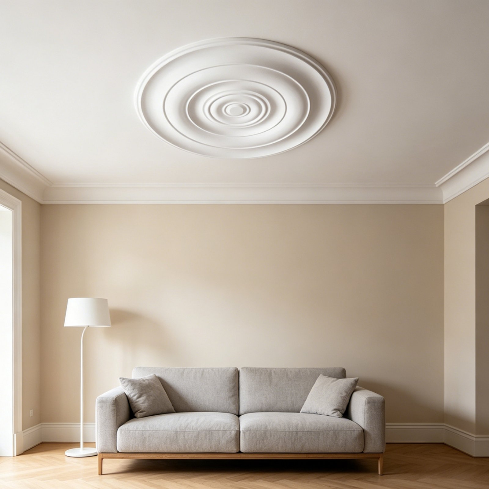 Lightings Decoration - ラウンド天井メダリオンヨーロッパデザインPU天井装飾照明器具カバープレート防湿インテリア装飾ポリッシュ仕上げ