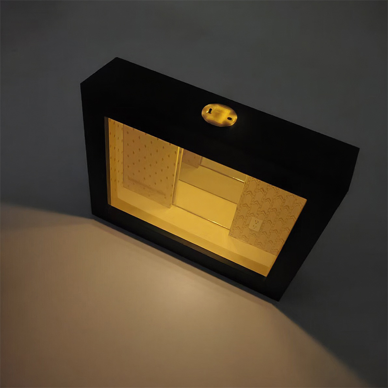 Lighting Room Decor Photo - リアルルームアビスインフィニティミラーフォトフレーム、LEDライト付き、バックルームディストピアトンネルエフェクト、デスクトップデコレーション、クリエイティブディスプレイボックス