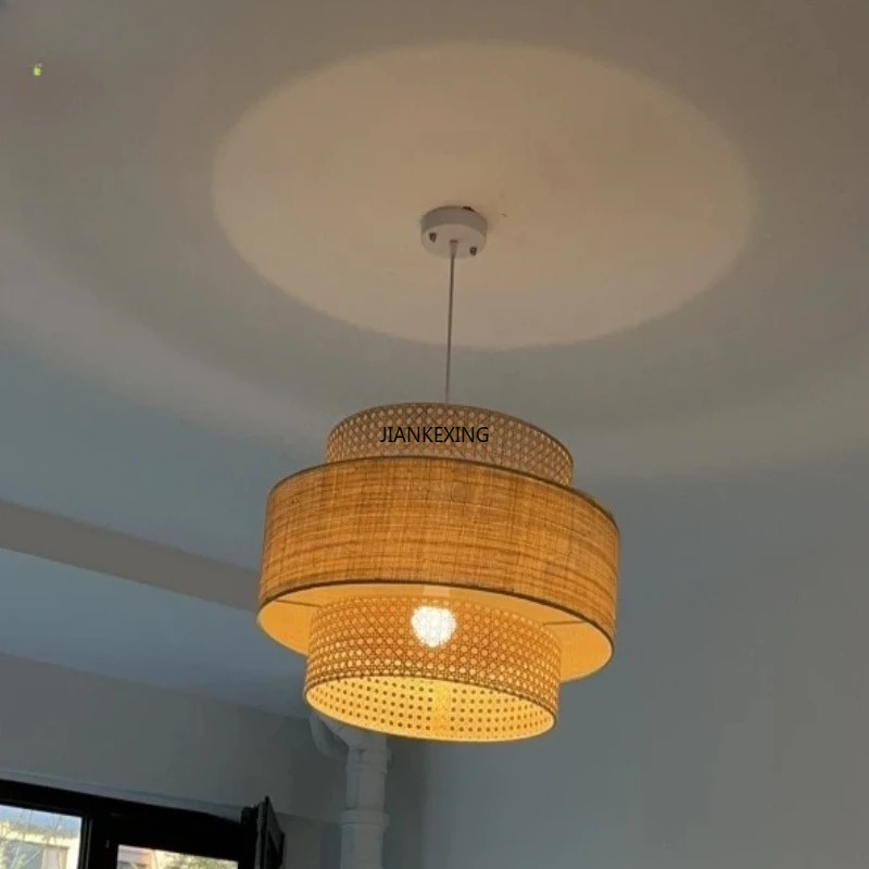 Lighting Decor Store - ミニマリストの手織り麻製ペンダントライト、クリエイティブなラタンランプ、書斎、店舗、ロフト、茶室、家の装飾用シャンデリア