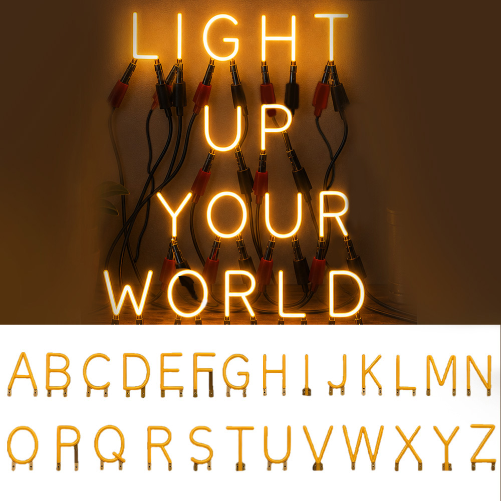 Lighting Decor Store - 自由に配置可能な26文字LEDフィラメントライト3V高さ35mm、DIYで選択可能、パーティー、店舗、ムード、ロゴ、サイン、雰囲気装飾に最適