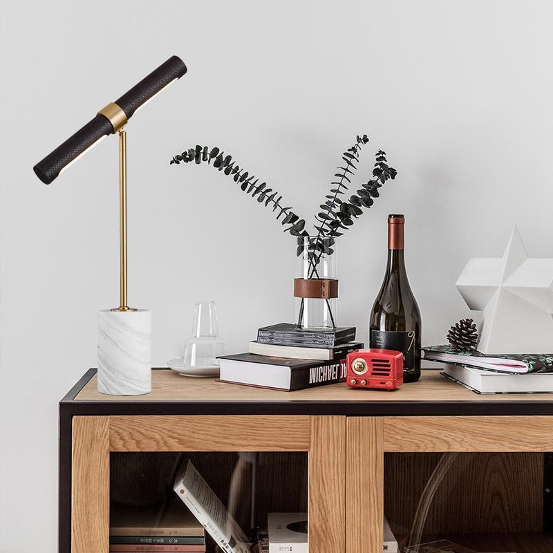 装飾テーブルランプ、デザイナーライト高級レザー大理石デスクラ - Lighting Decor For Bedroom のレビューと価格