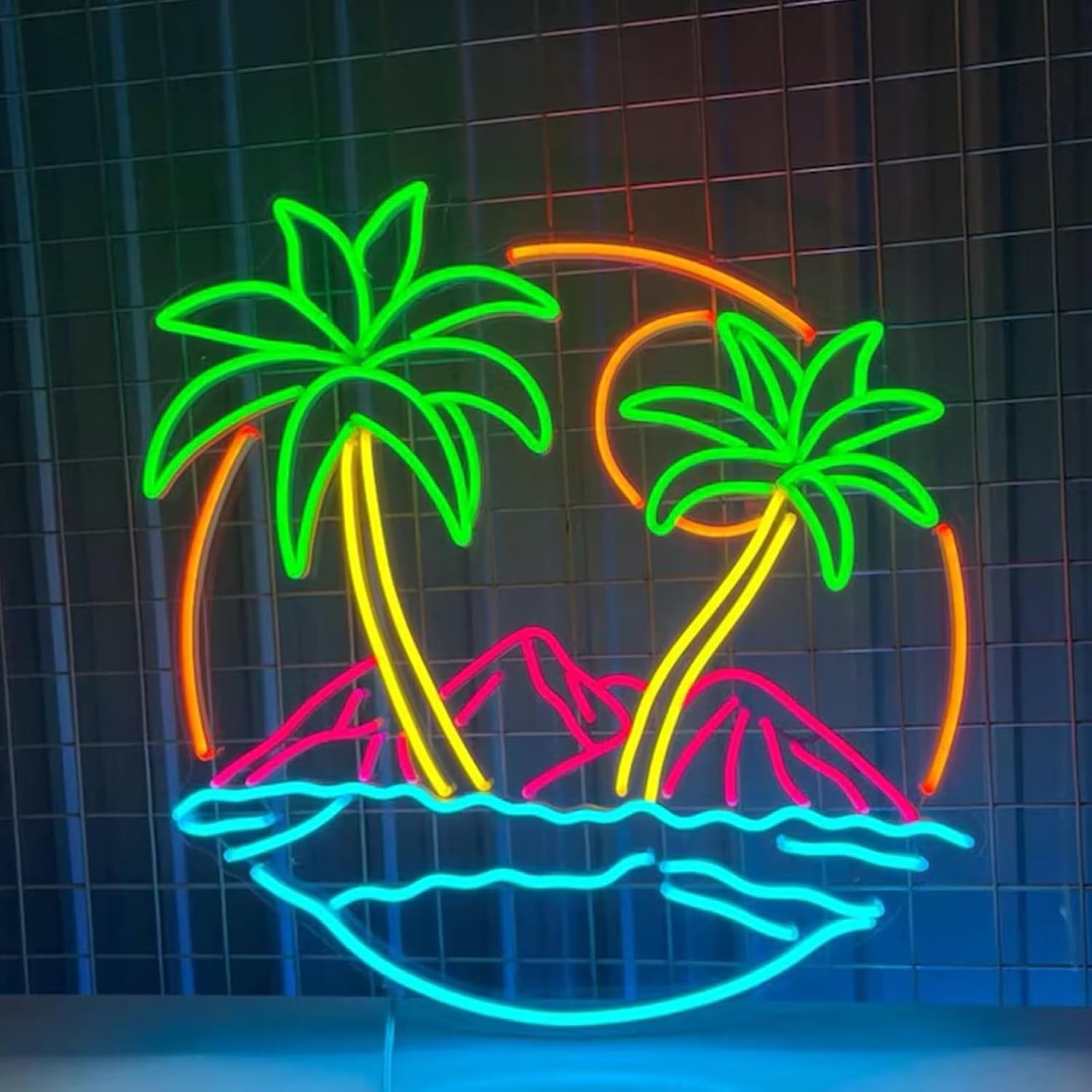 トロピカルパームツリーLEDネオンサインUSBネオンライトビ - Lighting Decor Rentals のレビューと価格