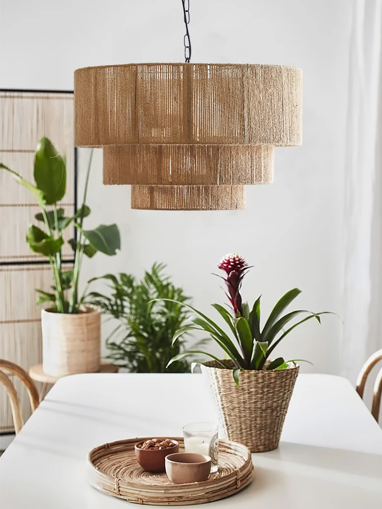 手作り籐ボヘミアンレトロシャンデリアクリエイティブ寝室キッチ - Decor Lighting Australia のレビューと価格