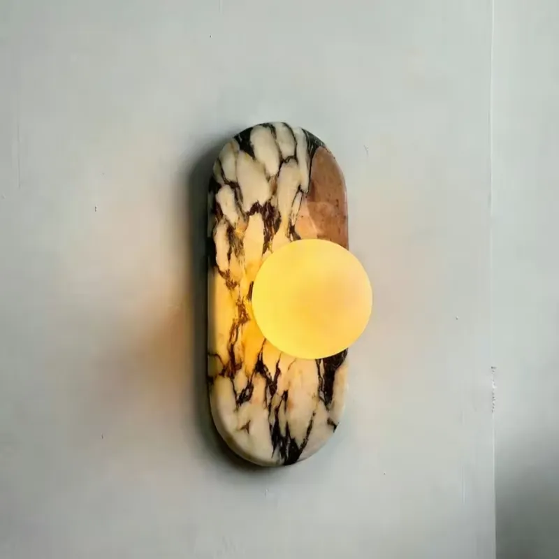 SJX ミニマリストナチュラルカラカッタヴィオラ大理石ウォー - Lighting Decor For Bedroom のレビューと価格