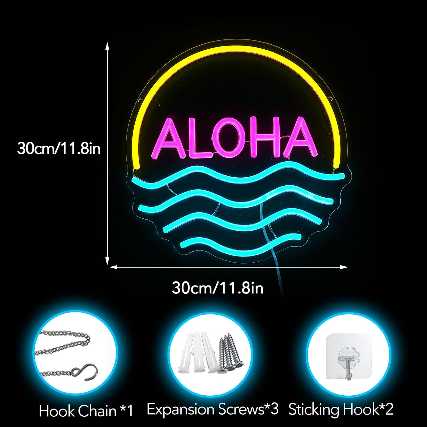 アロハサンセットウェーブネオンサインUSB調光可能なLEDラ - Lighting Decor Rentals のレビューと価格