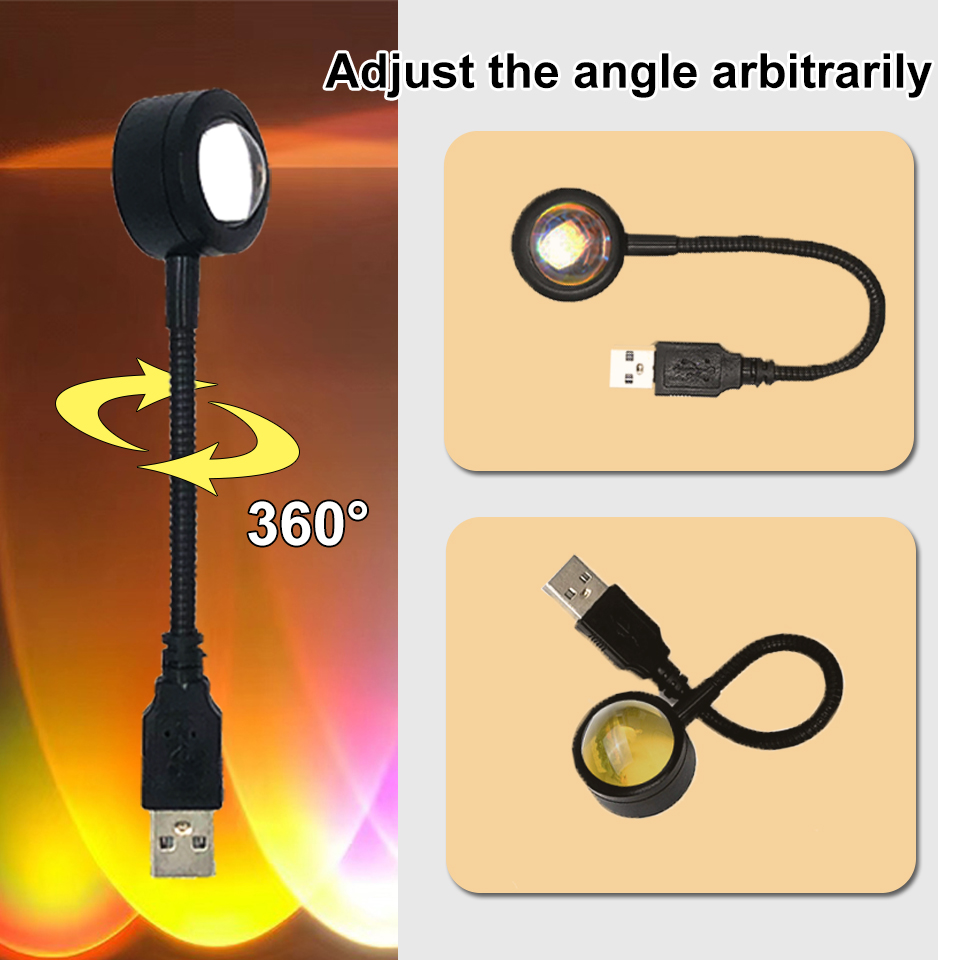 1x USB サンセットランプ LED レインボーネオンナイ - Sunset Lamp Projection のレビューと価格
