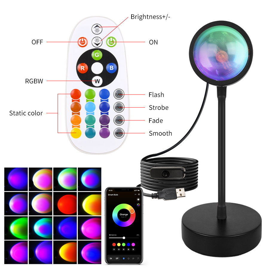 スマートサンセットランプ Tuya LED ナイトライト U - Sunset Lamp Projection のレビューと価格