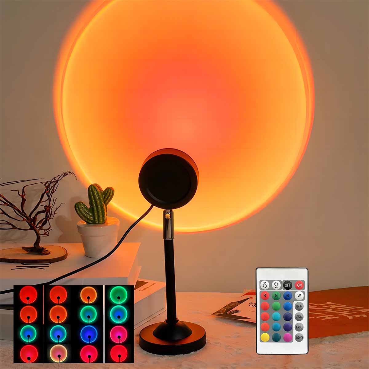 サンセットプロジェクションライトリモコン付き16色アンビエン - Sunset Lamp Projection のレビューと価格