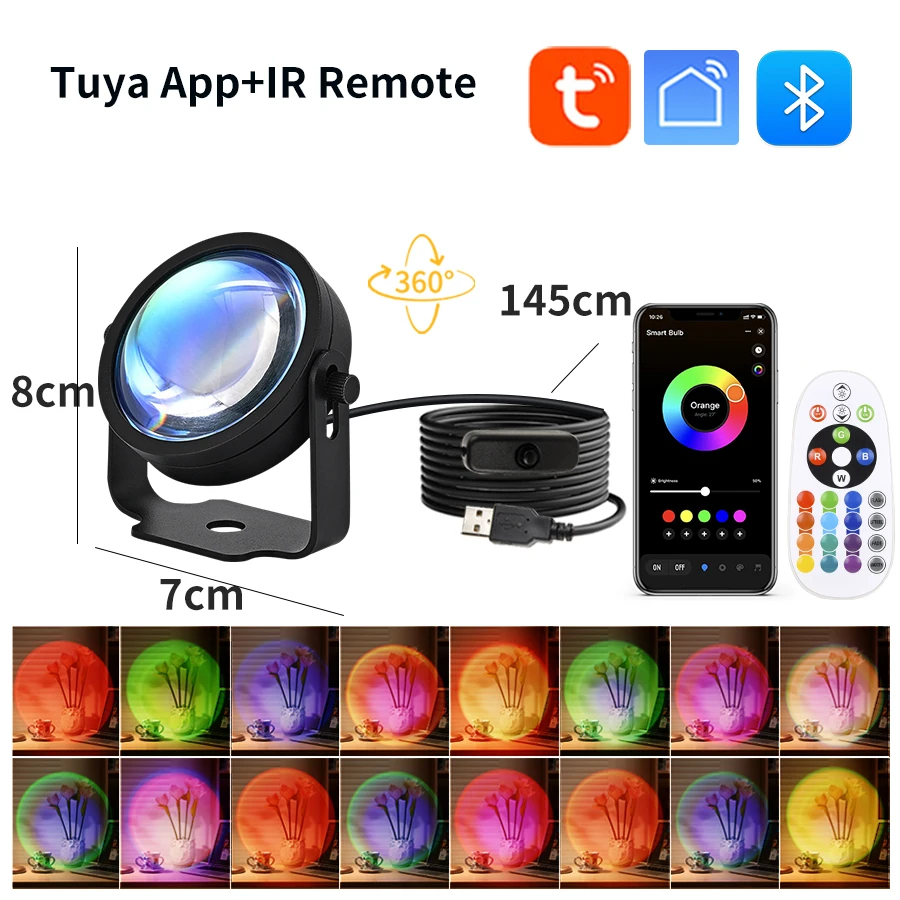 スマートサンセットランプ Tuya USB サンセットプロジ - Sunset Lamp Projection のレビューと価格