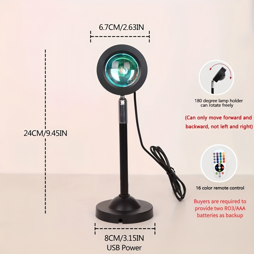 16色のサンセットプロジェクションランプ、温かみのある光、寝 - Lighting Room Decor Photo のレビューと価格