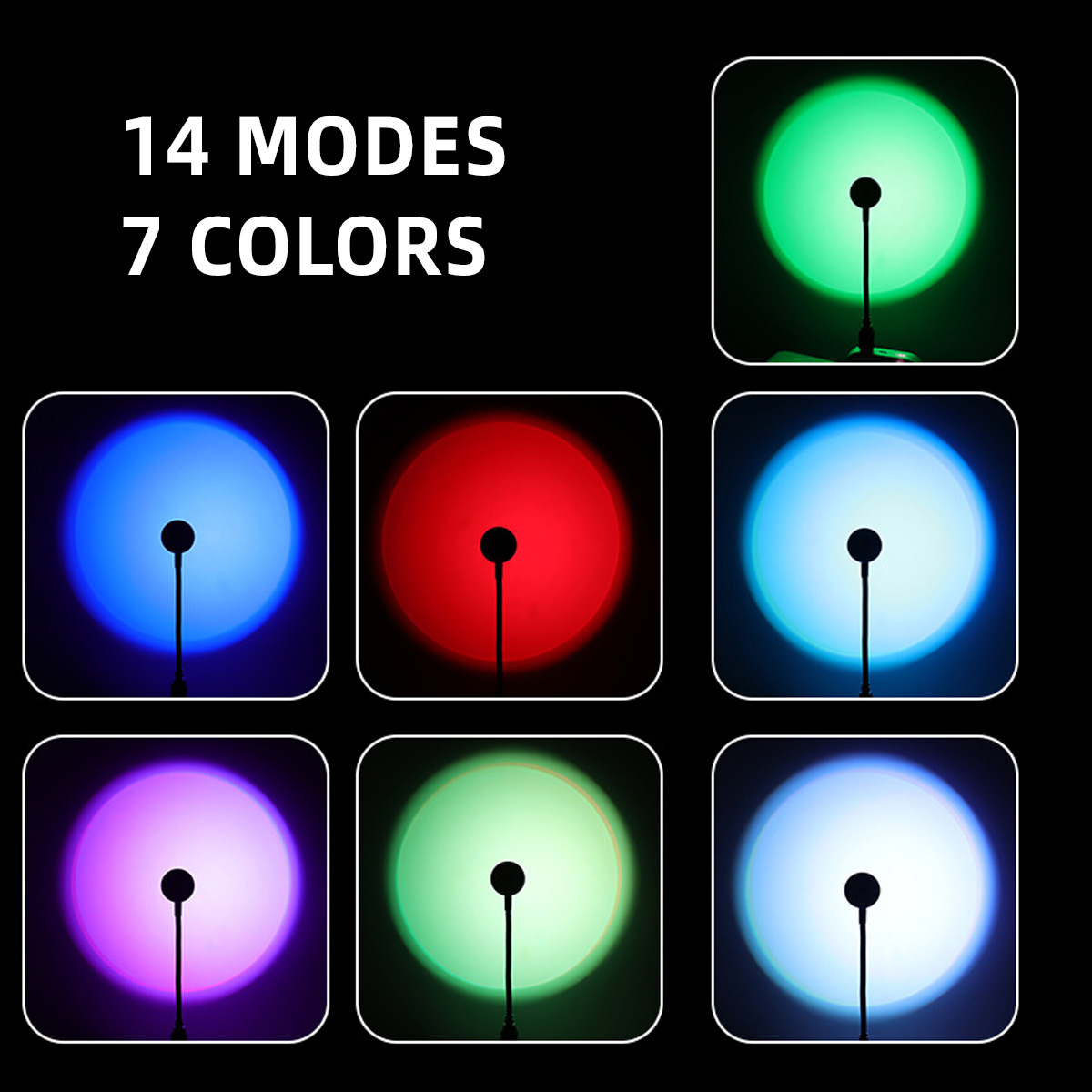 LED レインボーサンセットプロジェクションランプ雰囲気夜の - Sunset Lamp Projection のレビューと価格