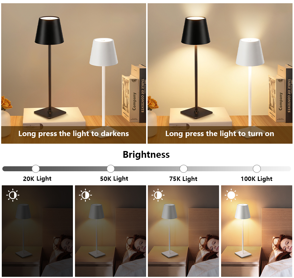 LED充電式デスクライトワイヤレステーブルランプ無段階調光タ - Lightings Decoration のレビューと価格